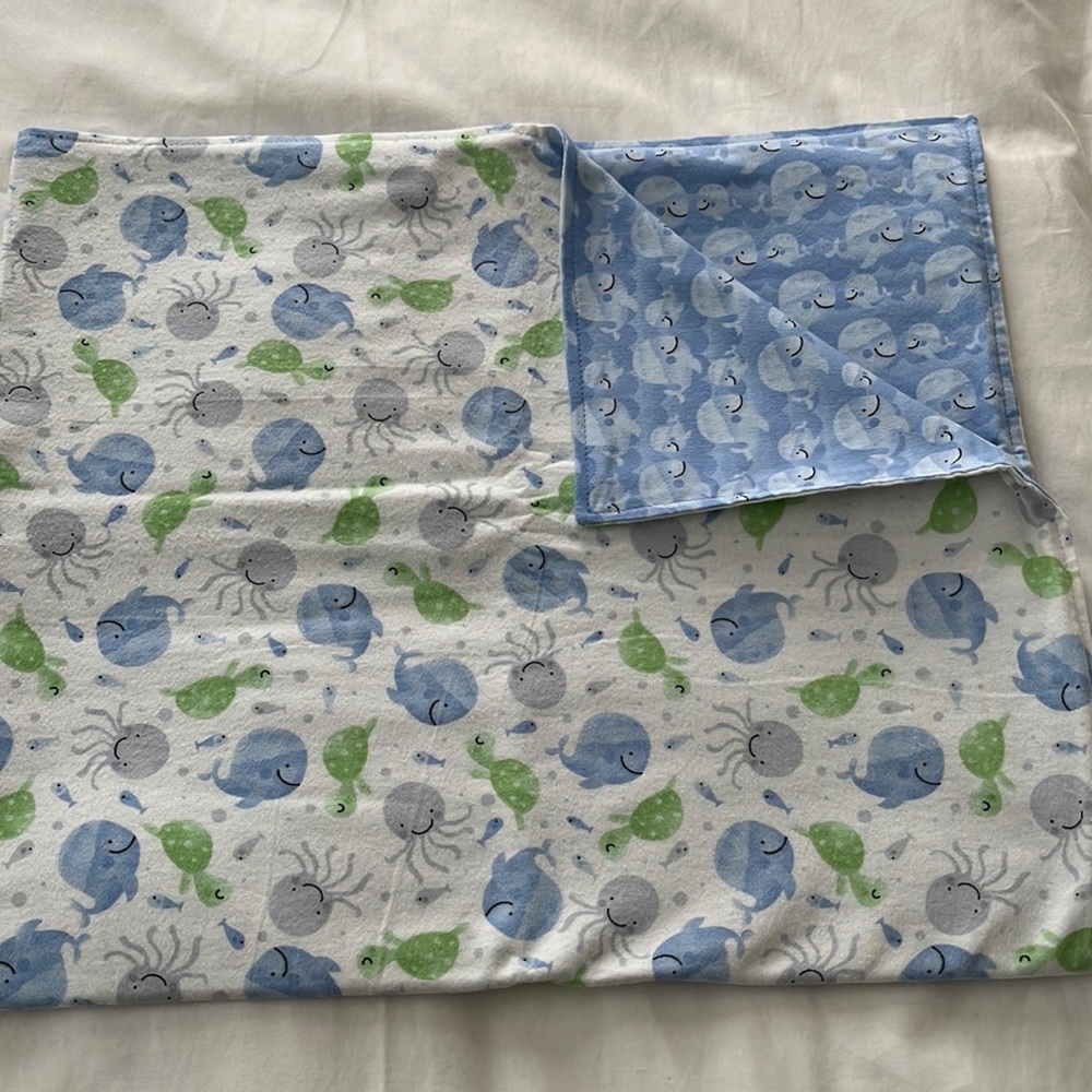 Sea life baby flannel receiving blanket